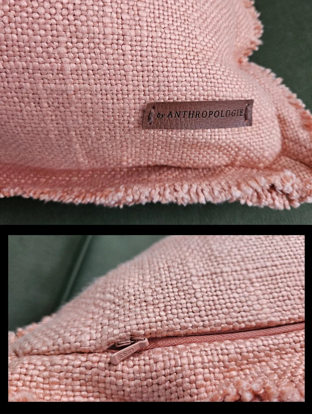 Anthropologie Luxe Linen Blend Pillow Set, Blush, 18 x 18in